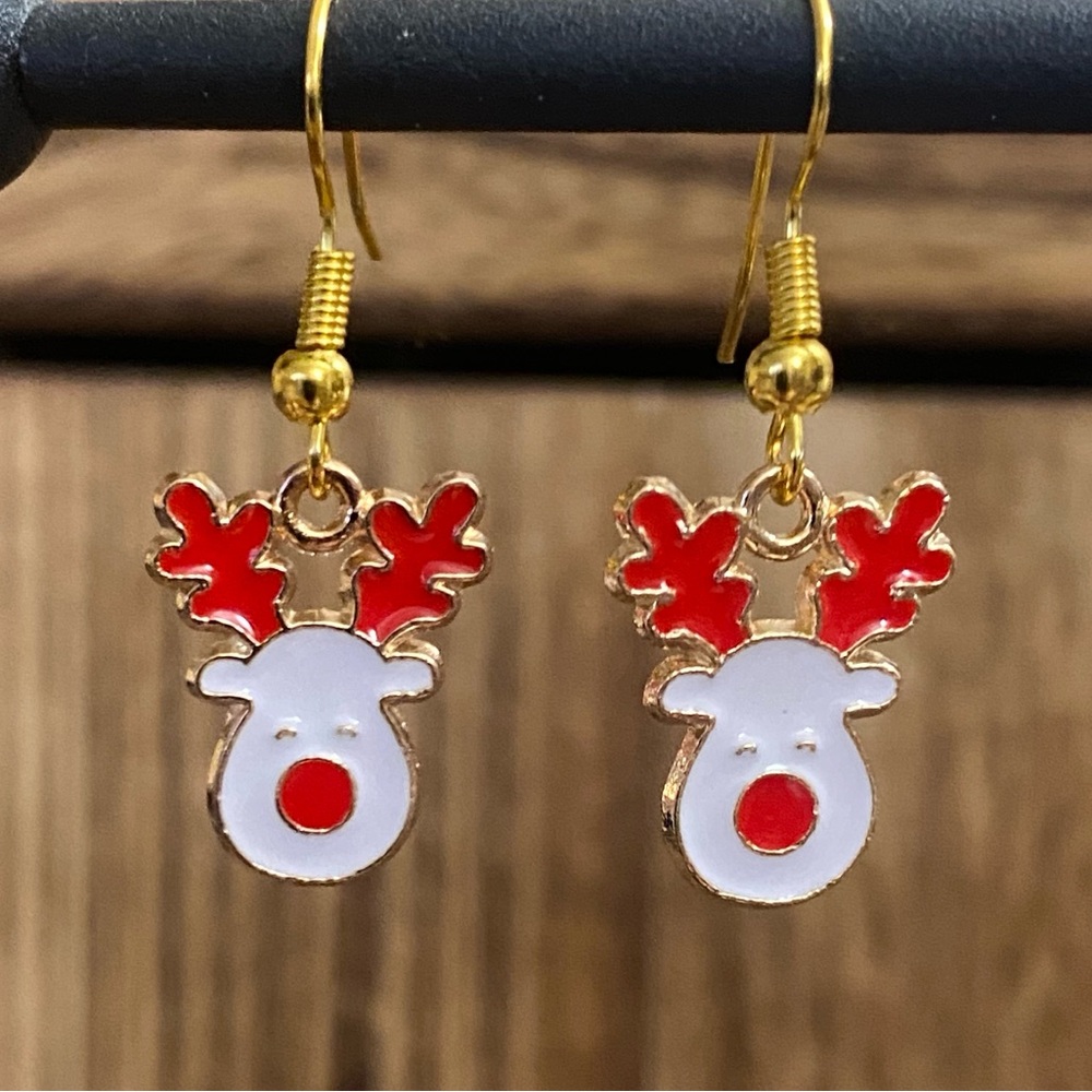 Hand Crafted Cute Reindeer Holiday Earrings
